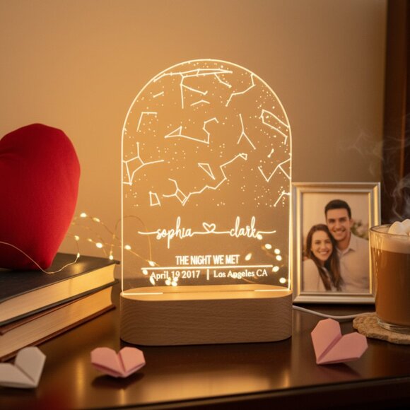 Custom Couples Star Map Night Light | Date & Location | Engagement & Anniversary - Picture 8 of 8